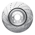 R1 2017-2025 Alfa Romeo Giulia Front Right Drilled & Slotted Silver Brake Rotor