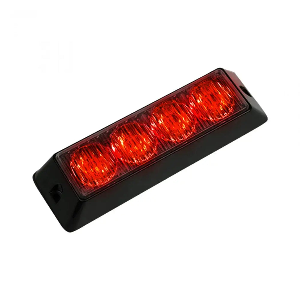 ~(1 lbs. 7X2X2)~ 4-LED 19 Function 4-Watt High-Intensity Strobe Light Module w Black Base - Red Color