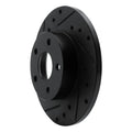 R1 84-87 Pontiac Fiero Rear Left Drilled & Slotted Black Brake Rotor