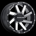 Raceline A82M Twist 14x7in / 4x137 BP / 10mm Offset / 110.2mm Bore - Black & Machined Wheel