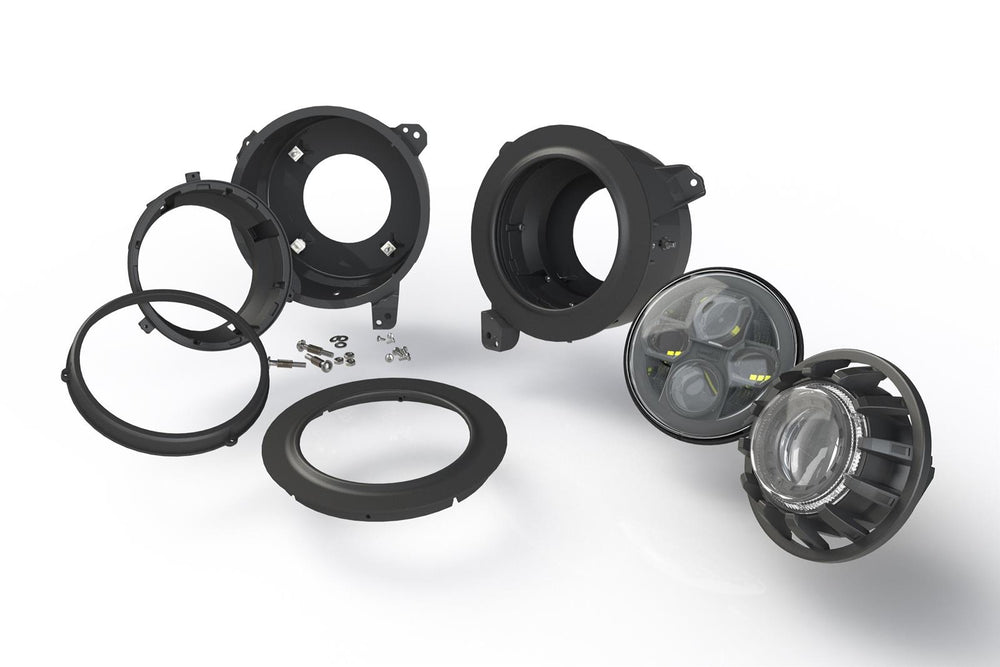 ~(9 lbs. 12X12X12)~ Jeep Wrangler JL (18+): 7 LED Headlight Adapters (Set)