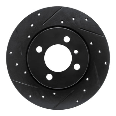 R1 84-85 BMW 318I Front Left Drilled & Slotted Black Brake Rotor