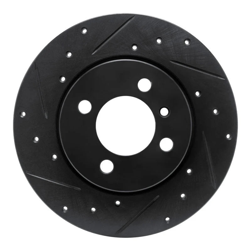 R1 84-85 BMW 318I Front Left Drilled & Slotted Black Brake Rotor