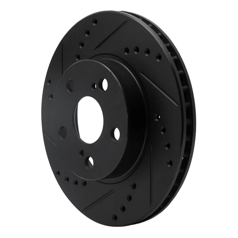 R1 04-09 Toyota Prius Front Left Drilled & Slotted Black Brake Rotor