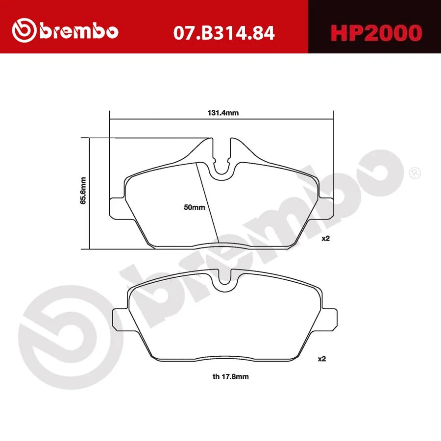 Brembo 06-12 BMW 116d HP2 Pads -Front
