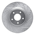 R1 13-25 Infiniti JX35 Front Right Drilled & Slotted Silver Brake Rotor