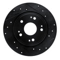 R1 16-16 Honda CR-Z Rear Right Drilled & Slotted Black Brake Rotor