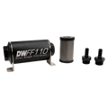 DeatschWerks Stainless Steel 3/8in 40 Micron Universal Inline Fuel Filter Housing Kit (110mm)