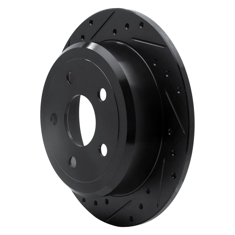 R1 07-18 Jeep Wrangler Rear Left Drilled & Slotted Black Brake Rotor