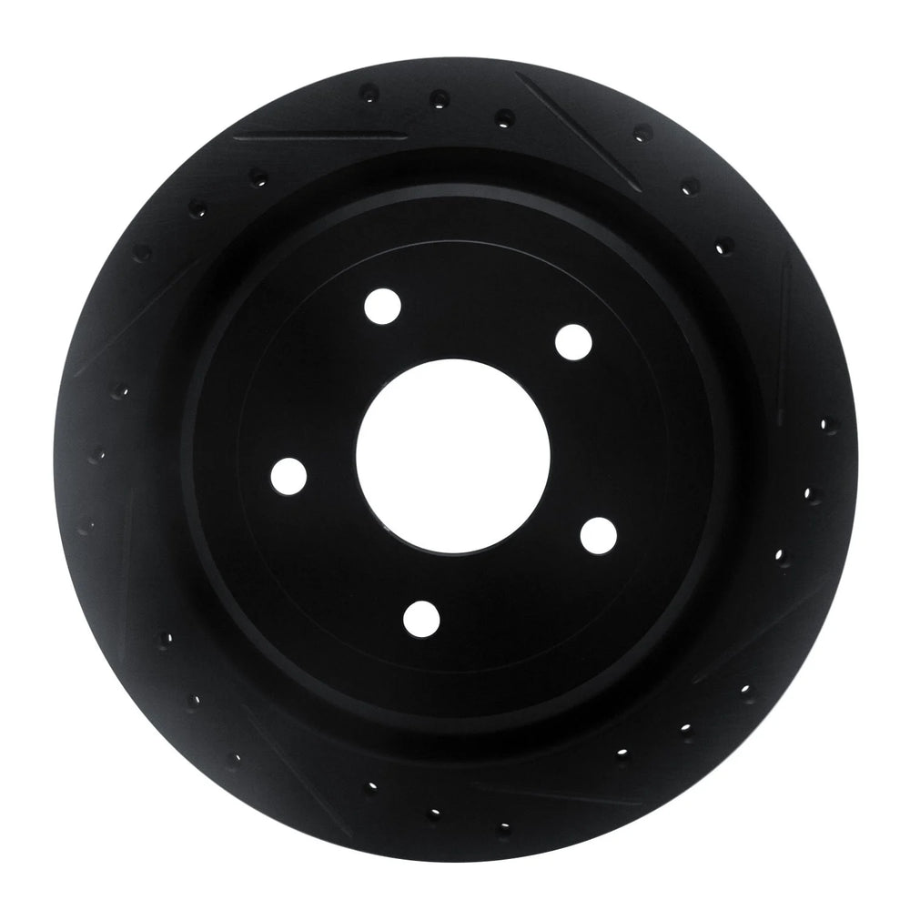R1 97-13 Cadillac XLR Rear Right Drilled & Slotted Black Brake Rotor