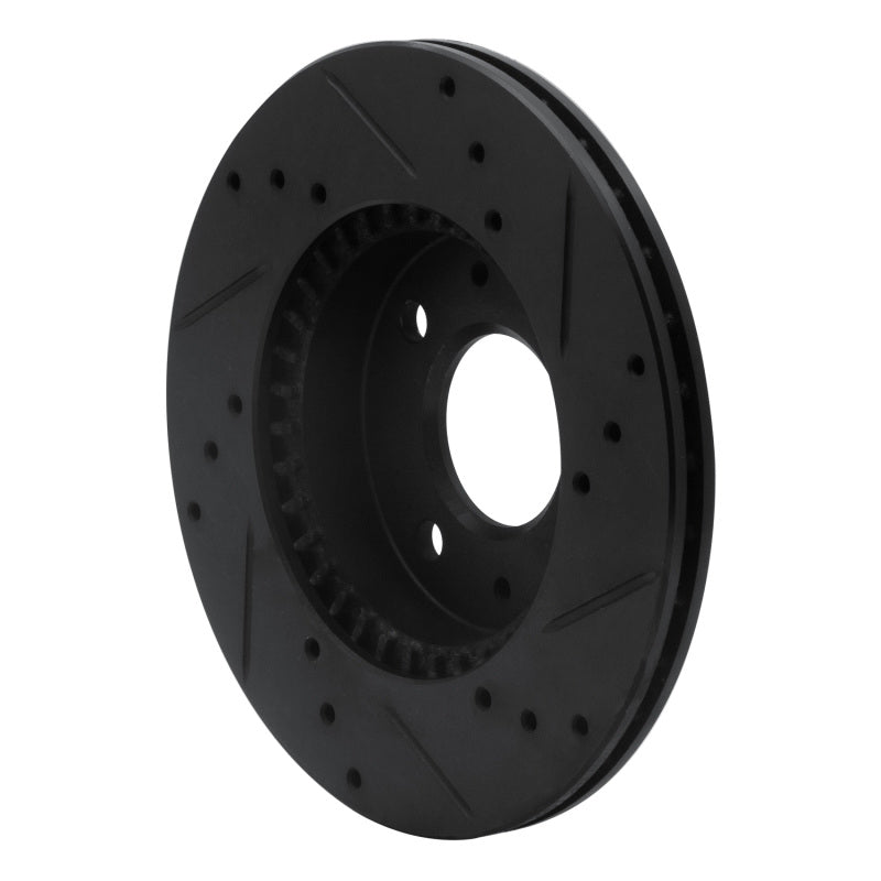 R1 95-00 Nissan 200SX Front Left Drilled & Slotted Black Brake Rotor