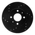 R1 95-00 Nissan 200SX Front Left Drilled & Slotted Black Brake Rotor