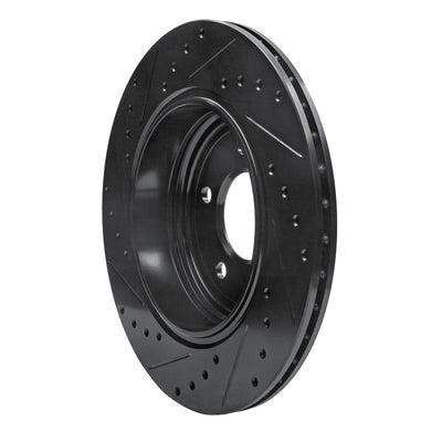 R1 04-10 BMW 530I Rear Right Drilled & Slotted Black Brake Rotor
