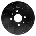 R1 91-02 Saturn SW1 Front Right Drilled & Slotted Black Brake Rotor