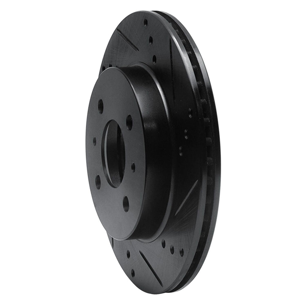 R1 91-02 Saturn SW1 Front Right Drilled & Slotted Black Brake Rotor