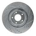 DFC 13-20 Hyundai Santa Fe Front Left Drilled & Slotted Silver Brake Rotor