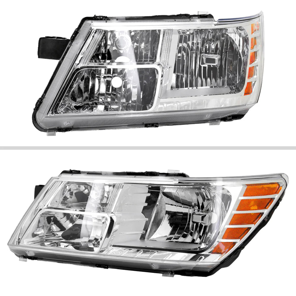 HEADLIGHTS CHROME HOUSING CLEAR LENS - NO BULBS INCLUDED
