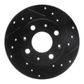 R1 79-83 Honda Civic Front Right Drilled & Slotted Black Brake Rotor