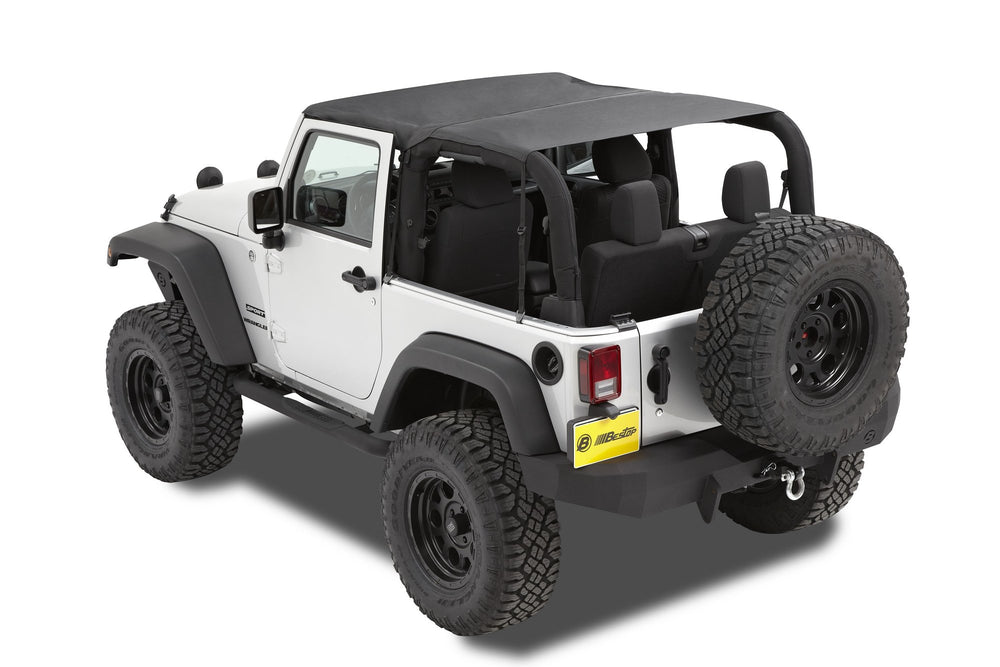 ~(6 lbs. 20X10X10)~ Header Bikini Top; Safari-style Black Diamond Jeep 10-17 Wrangler 2-Door; Safari (extended length); requires 51243-01 channel