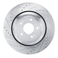 R1 2017-2019 Genesis G90 Rear Left Drilled & Slotted Silver Brake Rotor