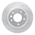 R1 03-18 Audi Q7 Rear Left Drilled & Slotted Silver Brake Rotor