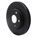 R1 07-18 Jeep Wrangler Front Left Drilled & Slotted Black Brake Rotor