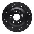R1 09-14 Acura TL Rear Left Drilled & Slotted Black Brake Rotor