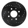 R1 84-06 Honda CRX Front Right Drilled & Slotted Black Brake Rotor