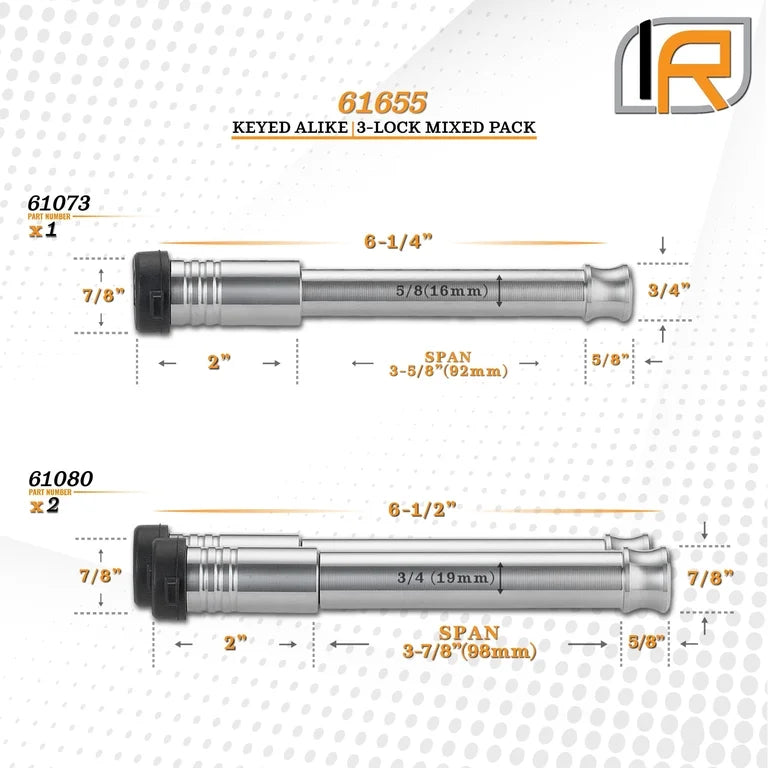 3 PK MIXEDKAHITCH LOCKS FOR GENY HITCH MEGA DUTY 32K LB SERIESINCLUDES LOCK FOR 3.0IN REC