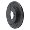 R1 14-15 Mitsubishi Mirage Front Left Drilled & Slotted Black Brake Rotor