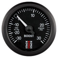 Autometer 52mm Stack Instruments -30INHG to +30PSI Mechanical Boost Gauge - Black