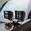 Hood Hinge LED Bracket Black Mild Steel Bolt-on no drilling required to mount (2) 3 Inch ZROADZ or similar style LED Pod Lights