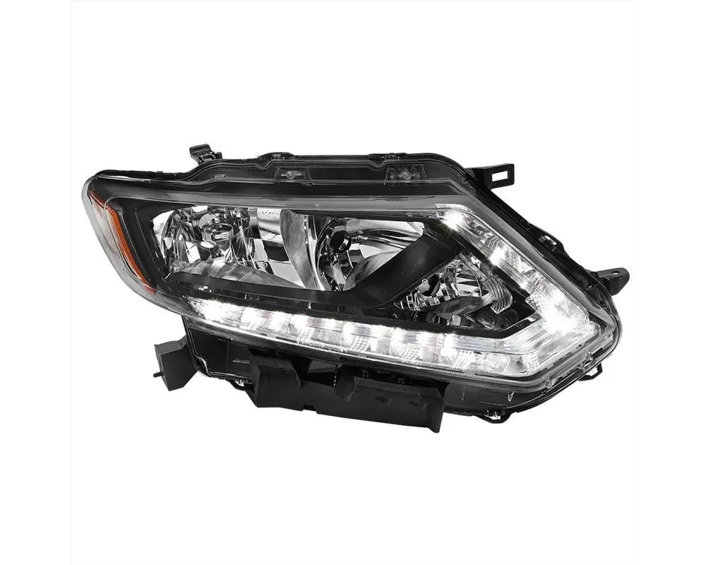 OE HALOGEN LED BAR RIGHT PASSENGER SIDE HEADLIGHT MATTE BLACK HOUSING CLEAR LENS - H11 LOW BEAM H9 HIGH BEAM 194 PARKING LIGHT - 7444 SIGNAL LIGHT NOT INCLUDED
