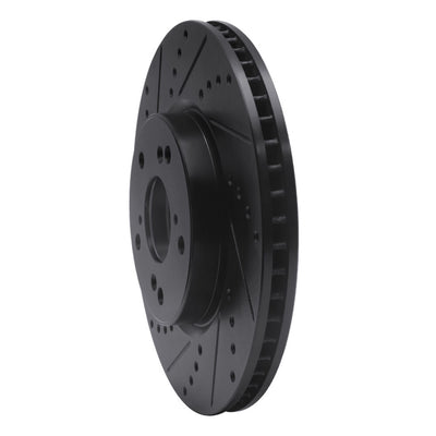 R1 13-22 Honda Accord Coupe Front Left Drilled & Slotted Black Brake Rotor
