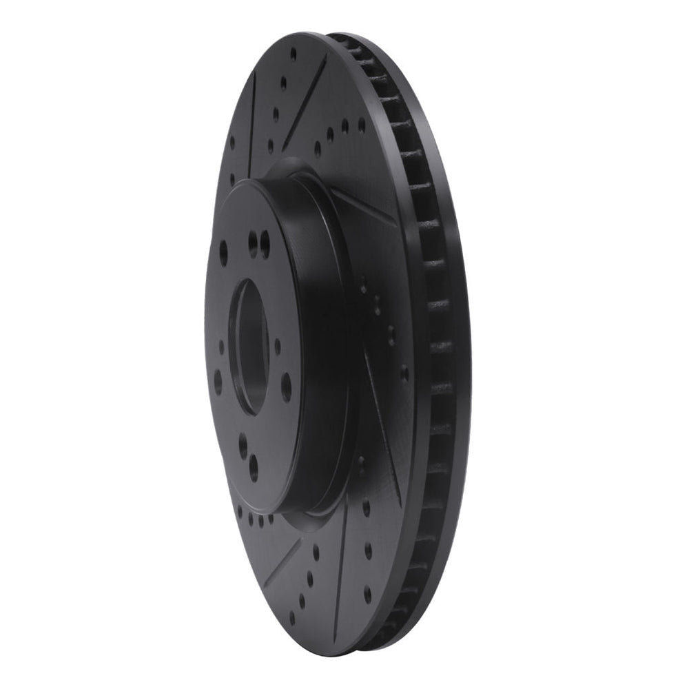 R1 13-22 Honda Accord Coupe Front Left Drilled & Slotted Black Brake Rotor