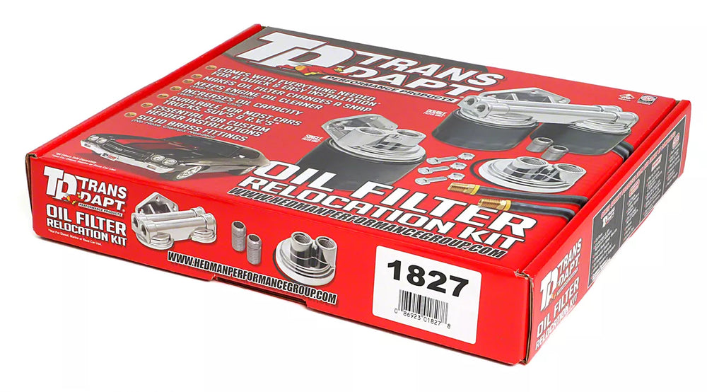 CAST ALUMINUM OIL FILTER RELOCATION KIT; 90 DEGREE BYPASS; HORIZONTAL PORTS195964 PONTIAC ENGINES