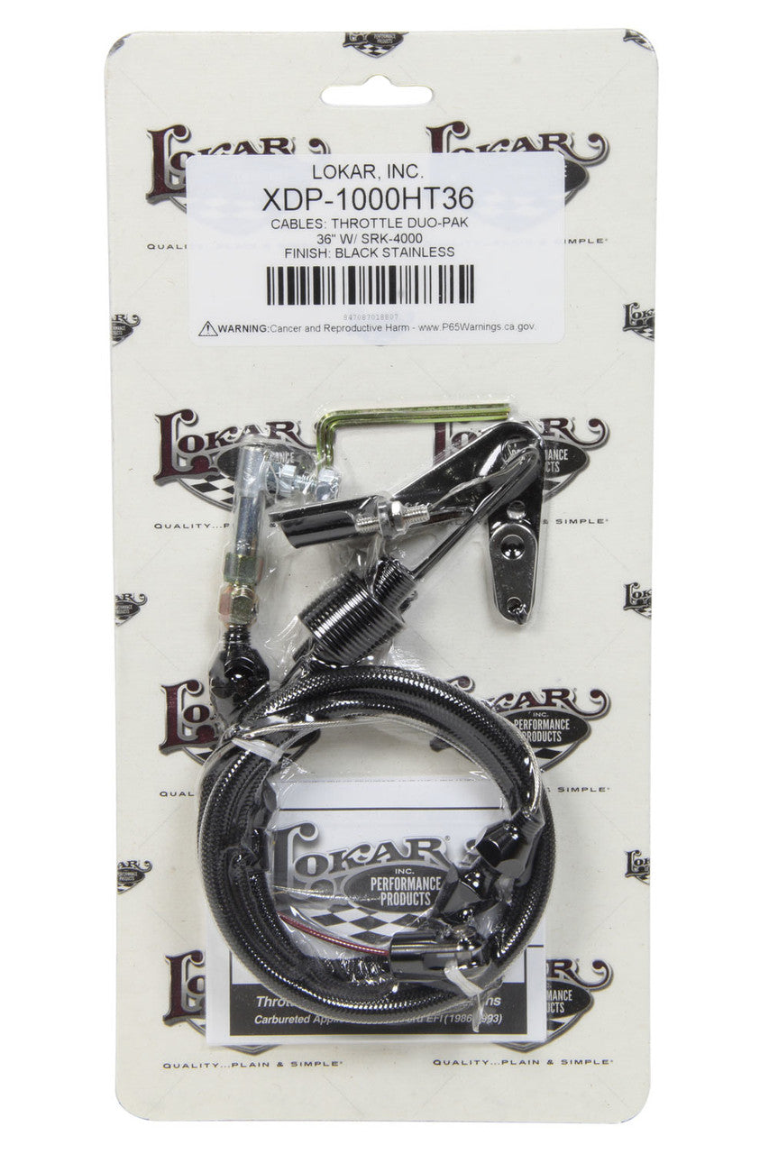 36IN DUOPAK BLACK THROTTLE CABLE W/SS THROTTLE CABLE BRACKET AND SPRINGS