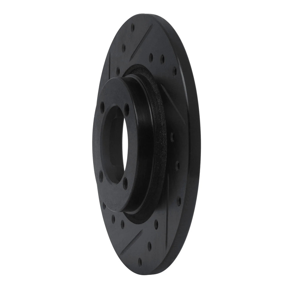 R1 75-79 Toyota Corolla (US/Canada) Front Left Drilled & Slotted Black Brake Rotor