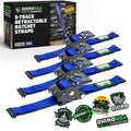 Rhino USA Retractable E-Track Ratchet Straps (4 Pack, 2Inx10Ft) (Blue)