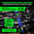 Rhino USA Retractable E-Track Ratchet Straps (4 Pack, 2Inx10Ft) (Blue)