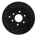 R1 05-12 Nissan Pathfinder Rear Left Drilled & Slotted Black Brake Rotor