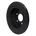 R1 03-11 Ford Crown Victoria Rear Left Drilled & Slotted Black Brake Rotor