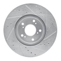 R1 99-14 Acura TSX Front Left Drilled & Slotted Silver Brake Rotor