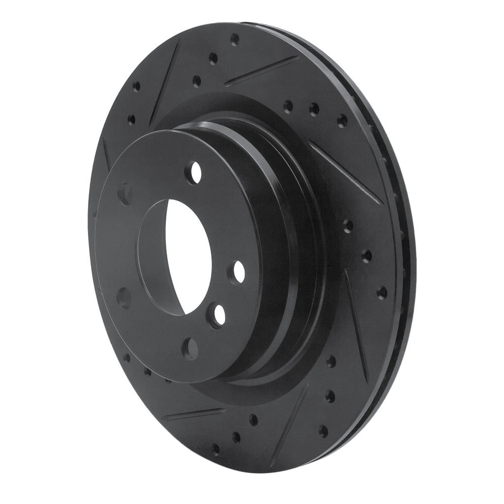 R1 06-13 BMW 325I Rear Left Drilled & Slotted Black Brake Rotor