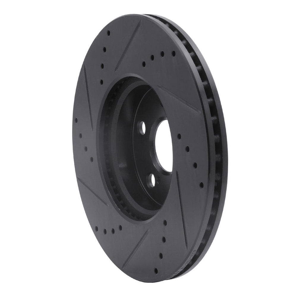 R1 08-19 Pontiac Vibe Front Right Drilled & Slotted Black Brake Rotor