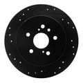 R1 08-13 Toyota Highlander Rear Left Drilled & Slotted Black Brake Rotor