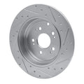 R1 06-14 Honda Ridgeline Rear Left Drilled & Slotted Silver Brake Rotor
