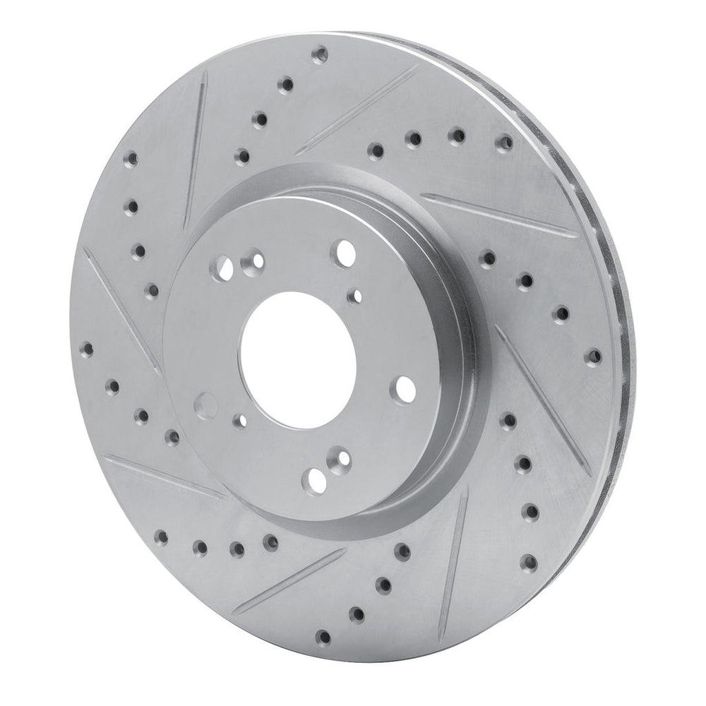 R1 06-15 Honda Civic Si Front Left Drilled & Slotted Silver Brake Rotor