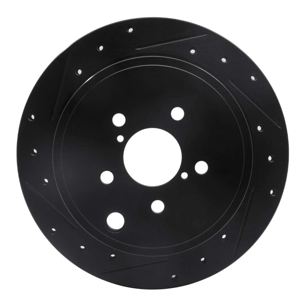 R1 10-25 Scion FR-S Rear Left Drilled & Slotted Black Brake Rotor