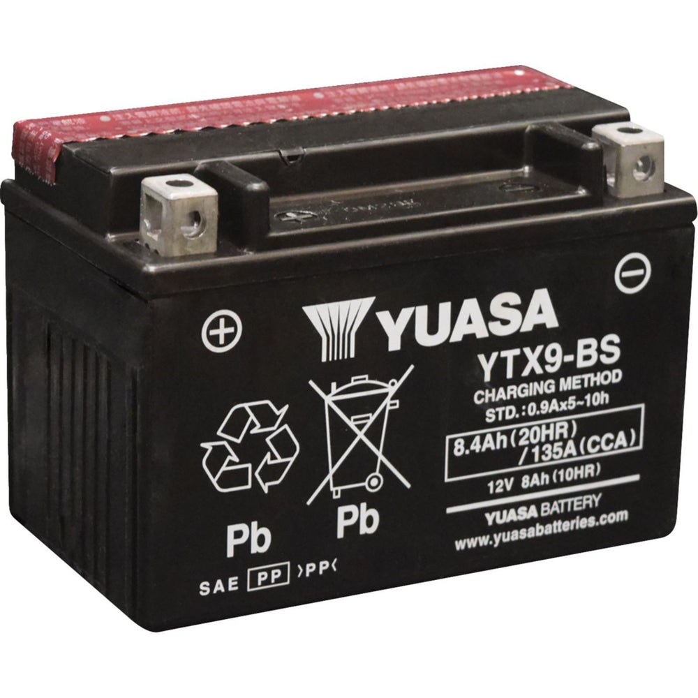 Yuasa YTX9-BS Maintenance Free AGM 12-Volt Battery w/Bottle